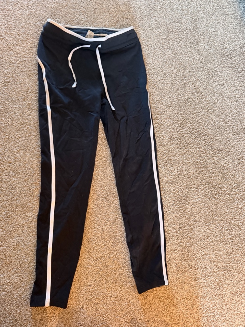 ALO Yoga Black Leggings with White Side Stripes